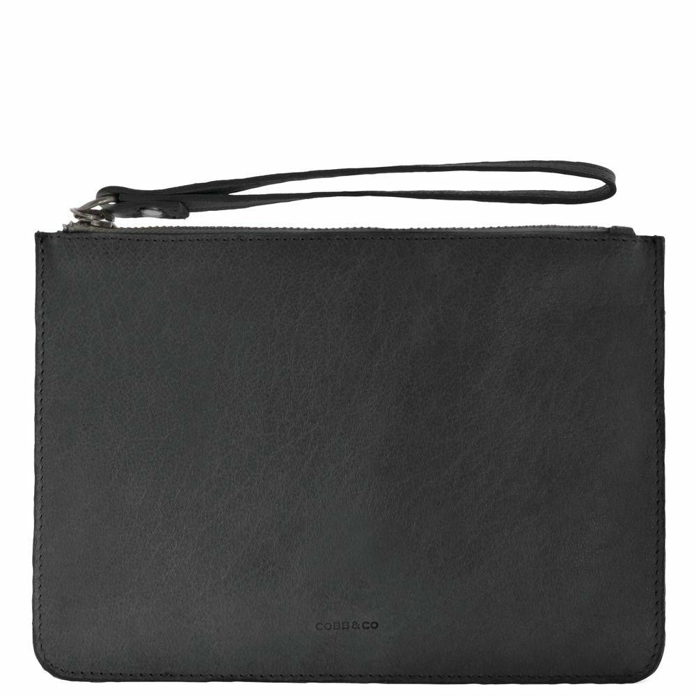 COBB & CO MOSSMAN LARGE LEATHER POUCH BLACK