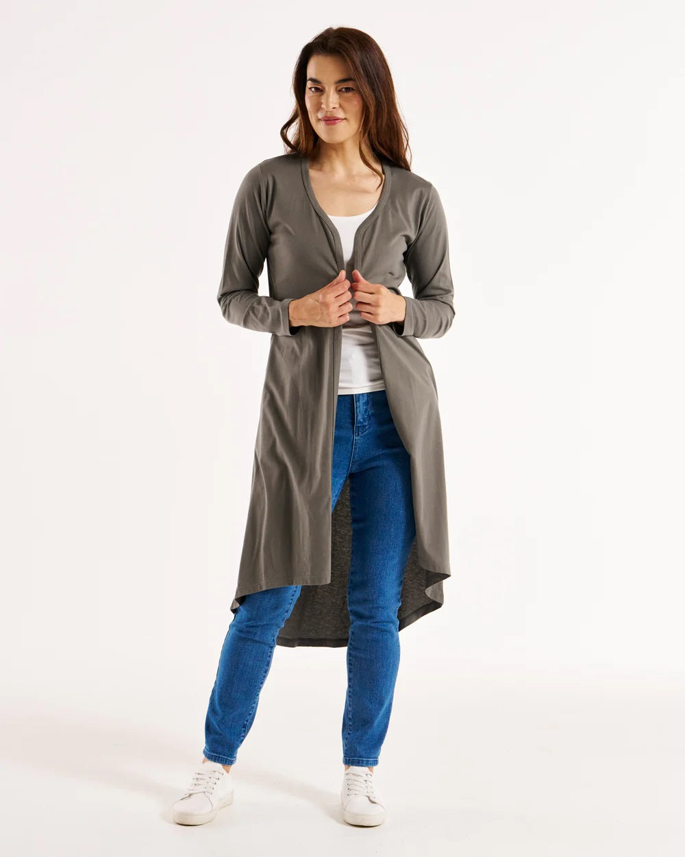 Betty Basics Byron Cardigan [COLOUR:Ash Green SIZE:6]