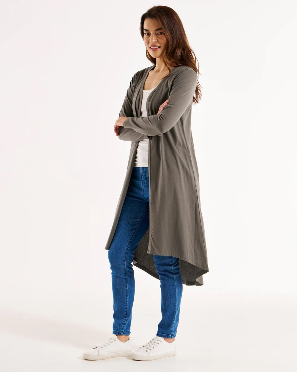 Betty Basics Byron Cardigan [COLOUR:Ash Green SIZE:6]