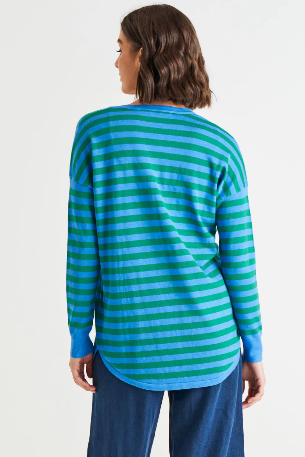 Betty Basics Sophie Knit Jumper [COLOUR:Green/Blue Stripe SIZE:8]