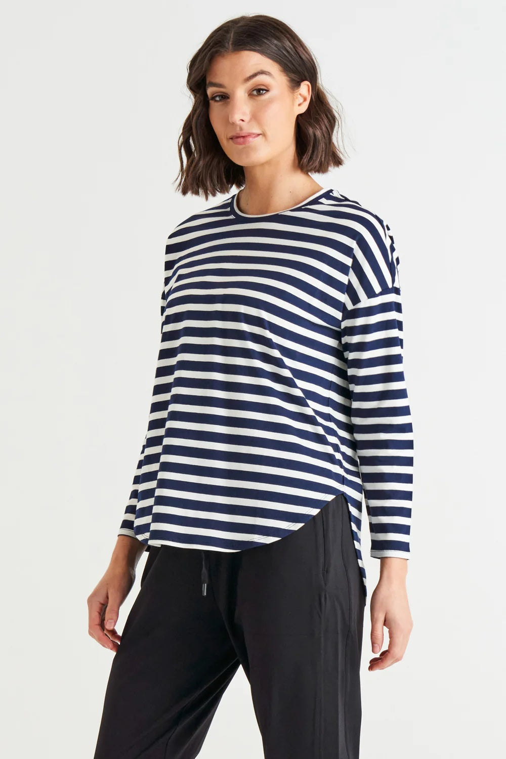 Betty Basics Jessie Long Sleeve Tee [COLOUR:Blue stripe SIZE:6]