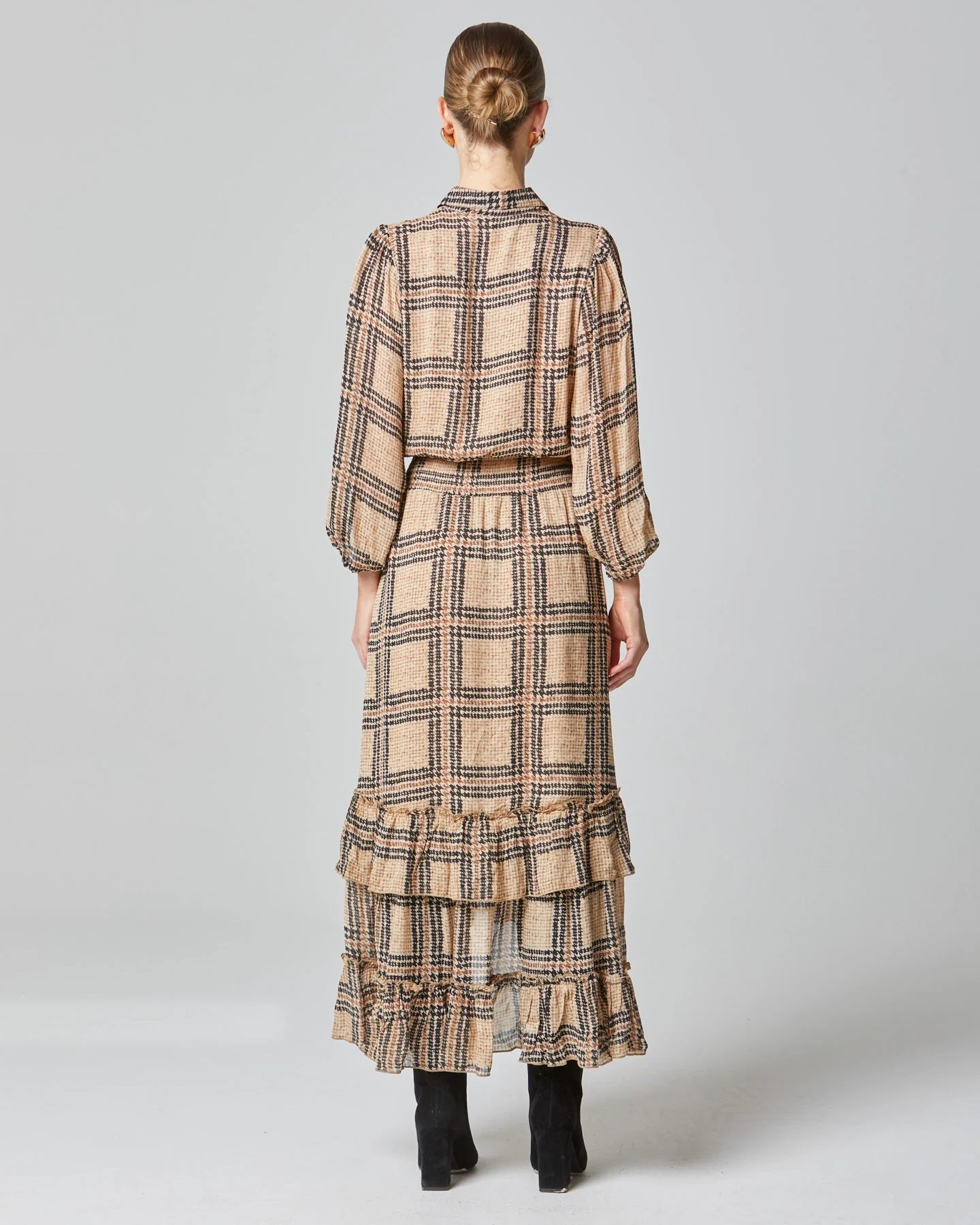 Fate + Becker Something Beautiful Midi Dress [COLOUR:Houndstooth Check SIZE:10]