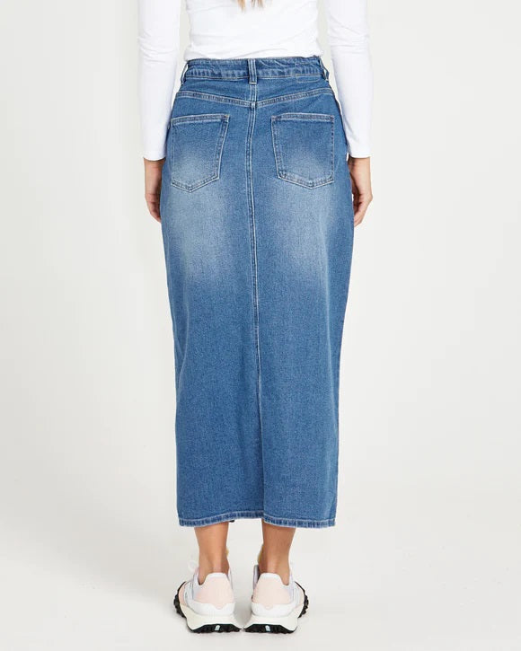 Sass Emerald Denim Maxi Skirt [COLOUR:80s Wash SIZE:8]