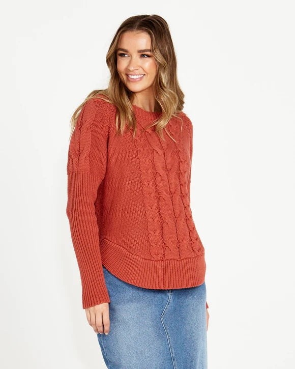 Sass Jacinta Cable Knit Jumper [COLOUR:Rosewood SIZE:10]