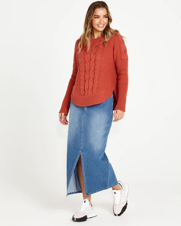 Sass Jacinta Cable Knit Jumper [COLOUR:Rosewood SIZE:10]