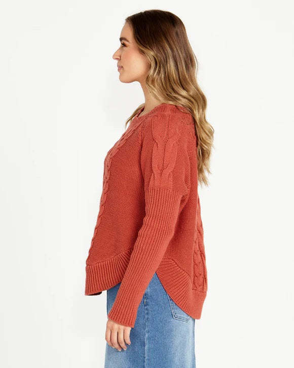 Sass Jacinta Cable Knit Jumper [COLOUR:Rosewood SIZE:10]