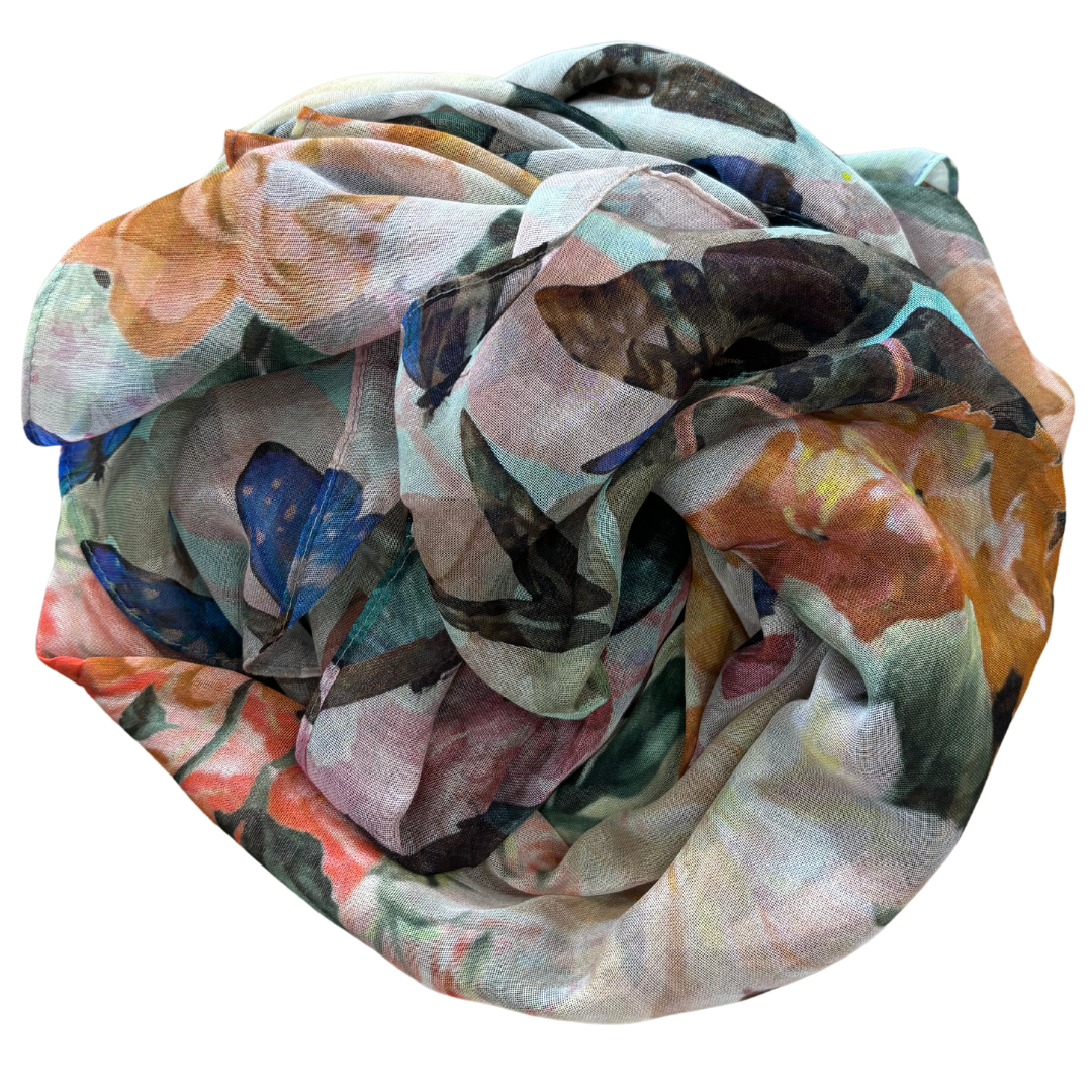 The Artists Label Whimsical Butterfly Scarf [COLOUR:Muted colours]