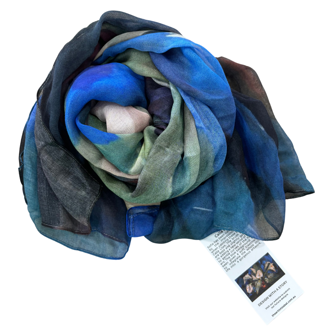 The Artists Label Calla Lillies Scarf [COLOUR:Blues]