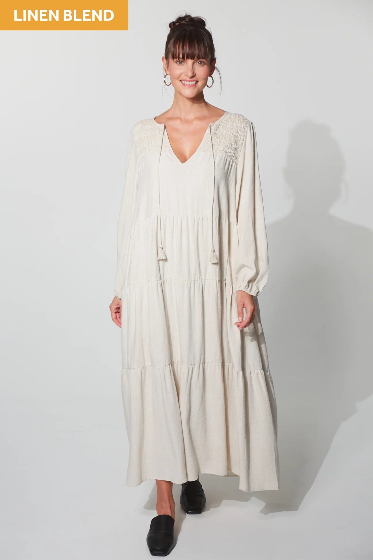 Haven Lauder Tiered Maxi [COLOUR:Flax SIZE:S/m]