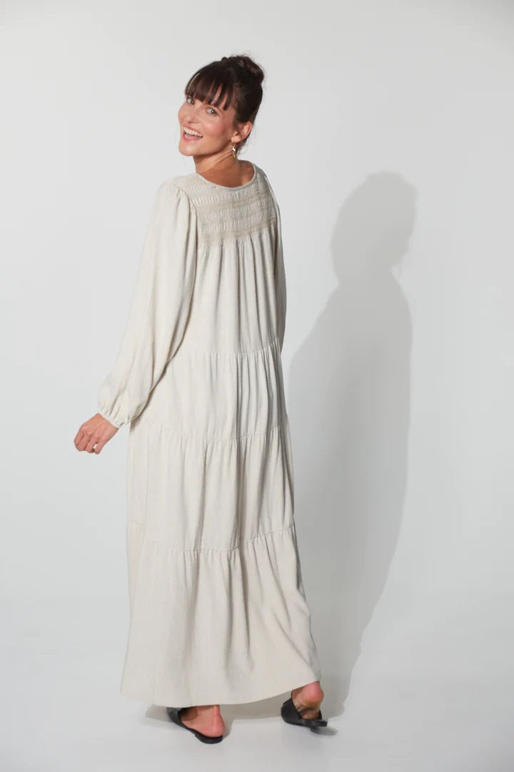 Haven Lauder Tiered Maxi [COLOUR:Flax SIZE:S/m]