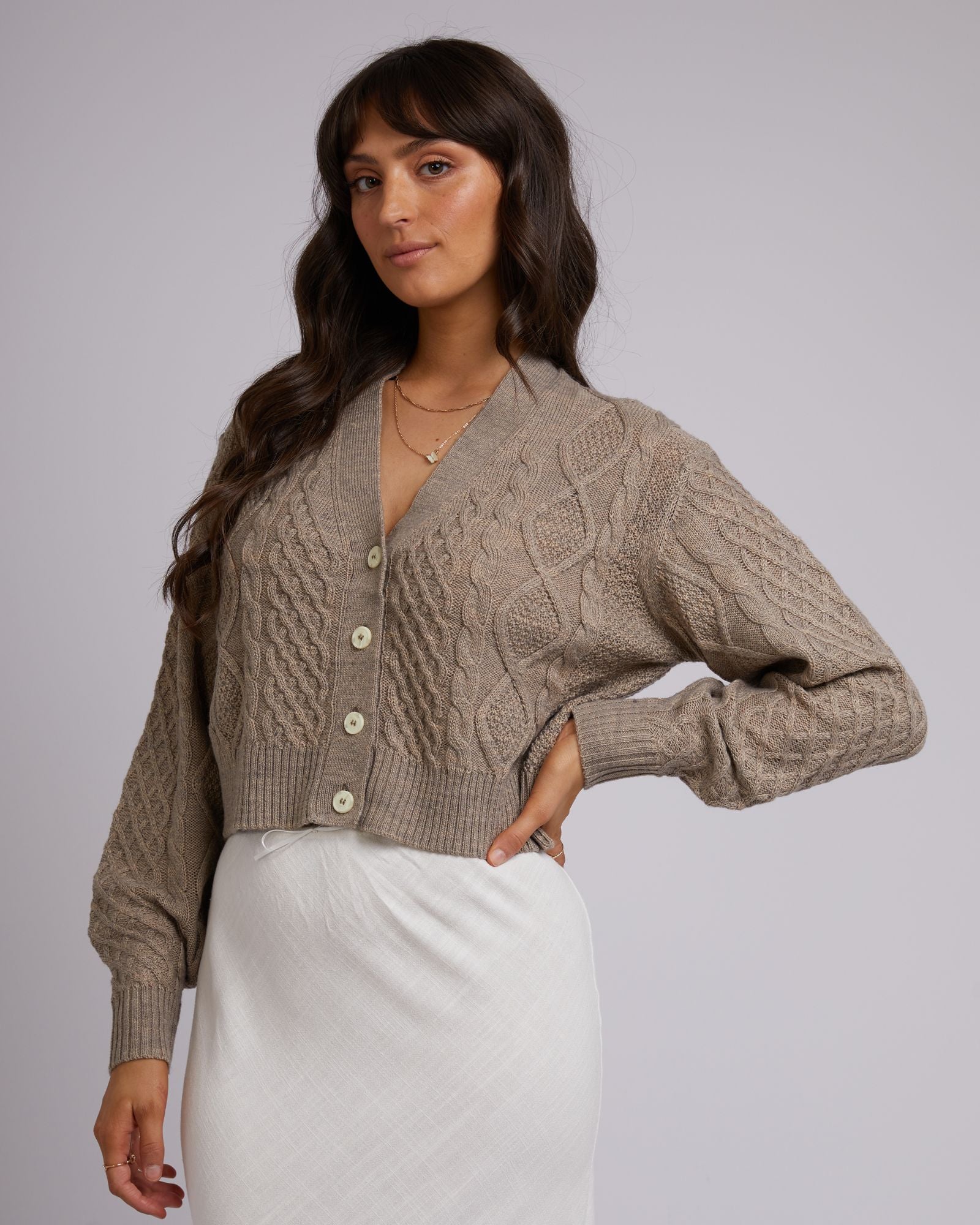 All About Eve Zepher Knit Cardi [COLOUR:Oat SIZE:6]