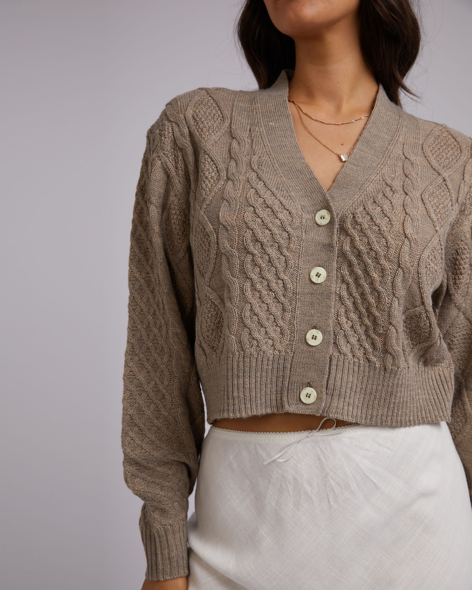 All About Eve Zepher Knit Cardi [COLOUR:Oat SIZE:6]