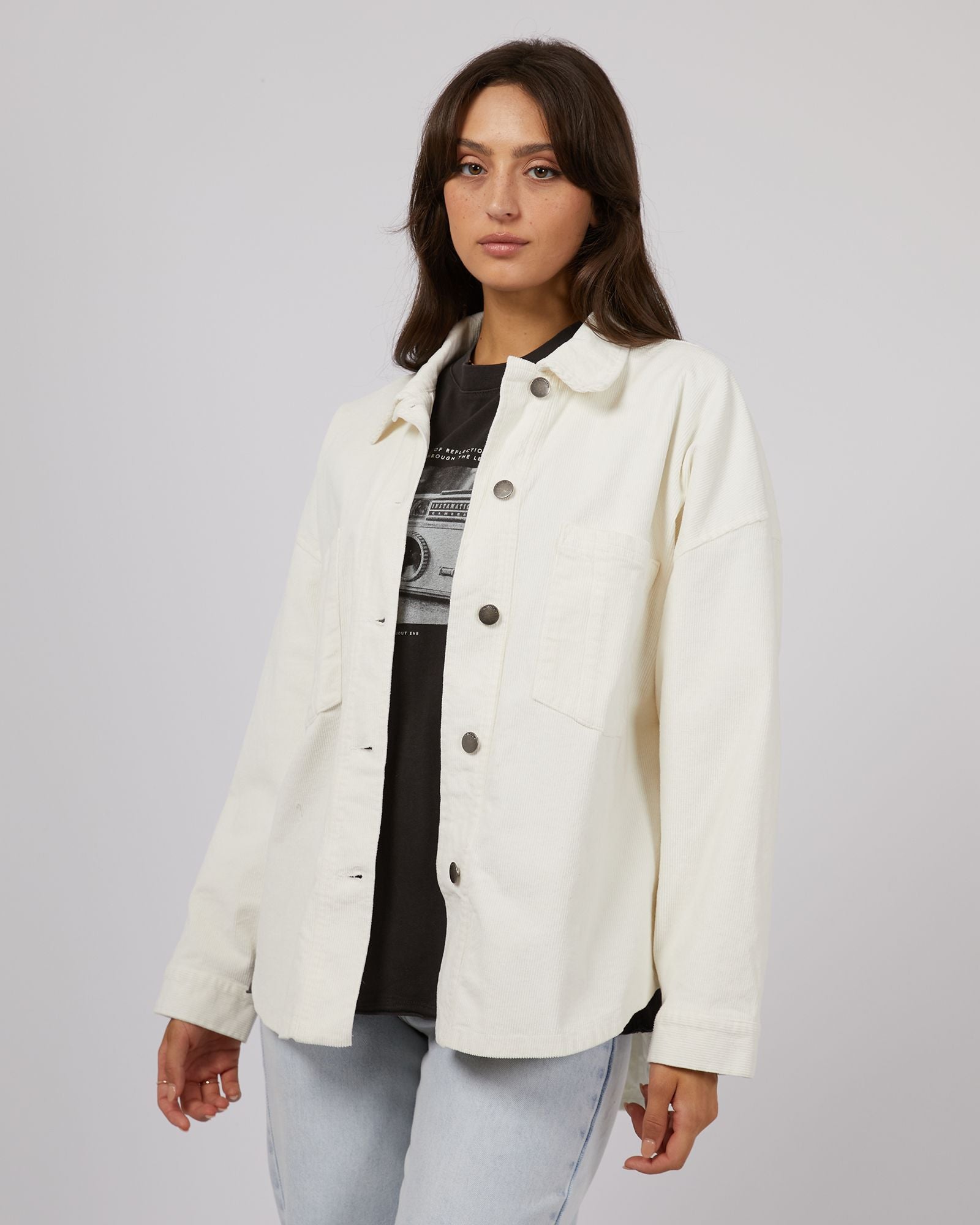 All About Eve Emma Cord Shacket [COLOUR:Vintage white  SIZE:6]