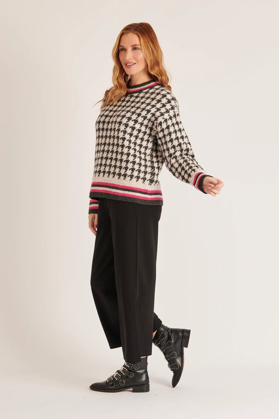 Ellis & Dewey Scoop Neck Jumper [COLOUR:Houndstooth   SIZE:XS]