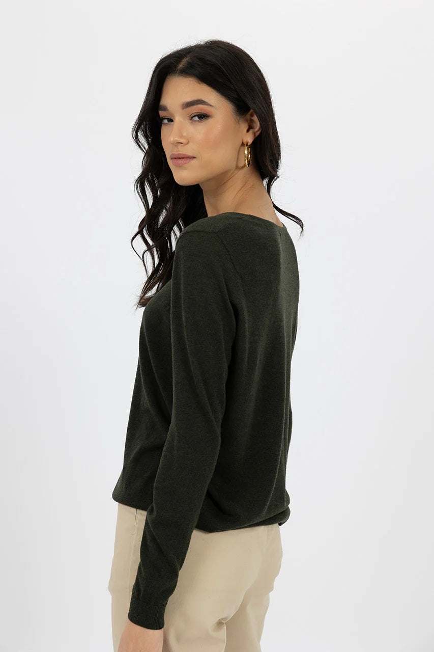 Humidity Bella Basic Top [COLOUR:Moss SIZE:XS]