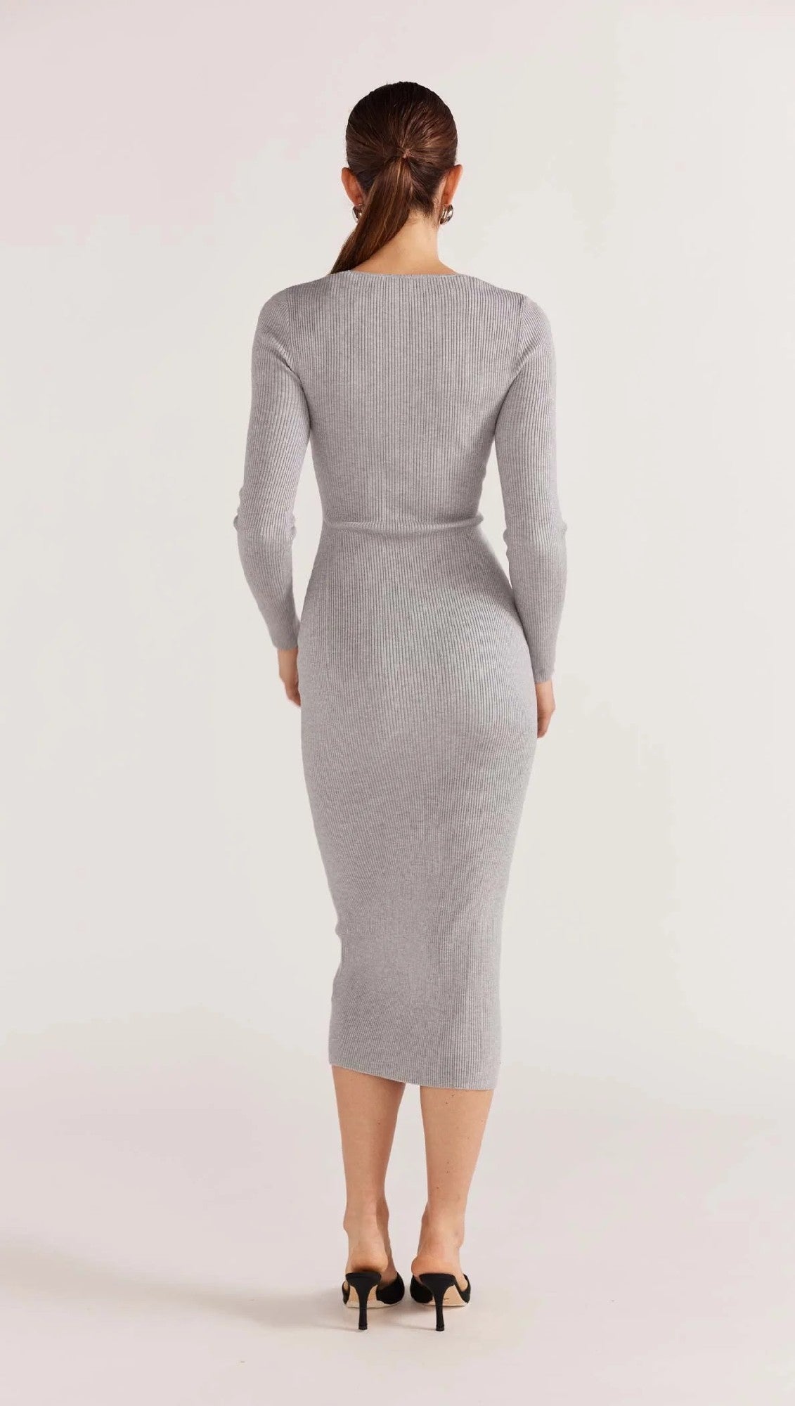 Staple The Label Molly Knit Midi Dress [COLOUR:Grey marle SIZE:S]