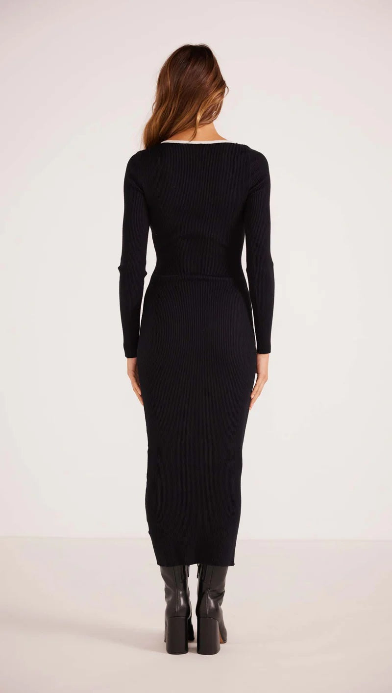 MinkPink Theia Knit Midi Dress [COLOUR:Black SIZE:XS]