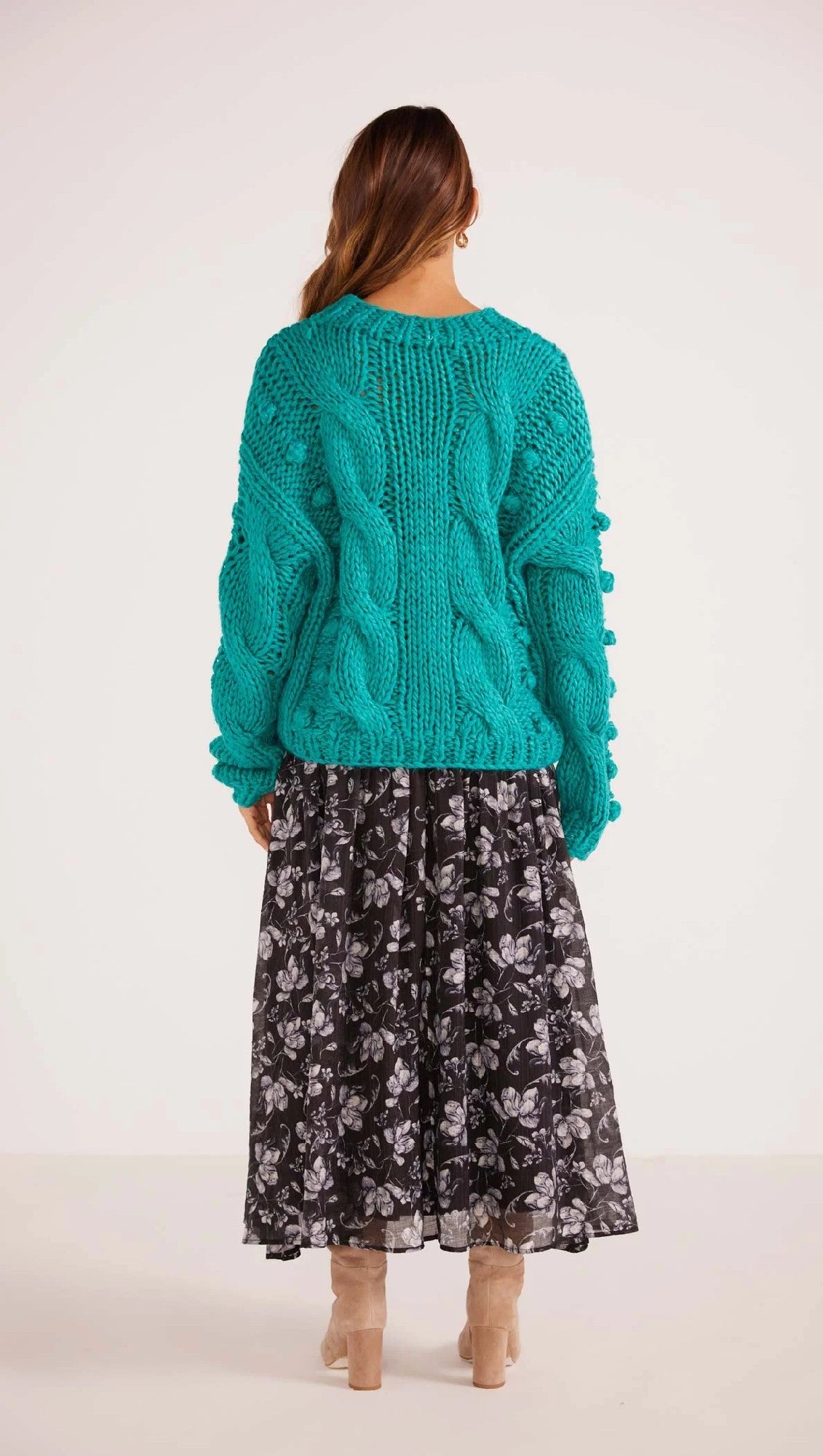 MinkPink Lucero Cable Knit Jumper [COLOUR:Teal SIZE:XS]