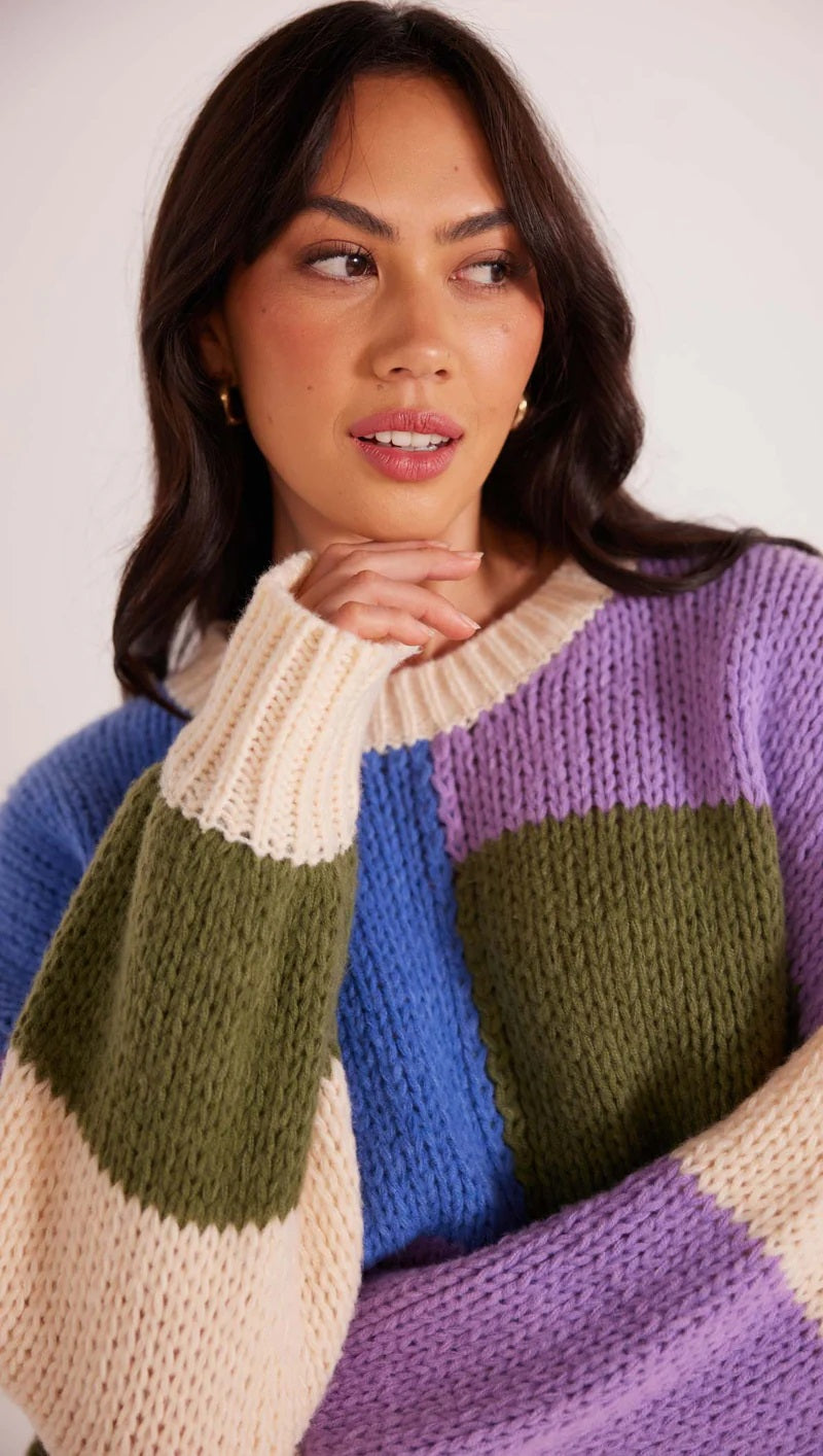 MinkPink Lawrence Knit Sweater [COLOUR:Multicolour SIZE:XS]