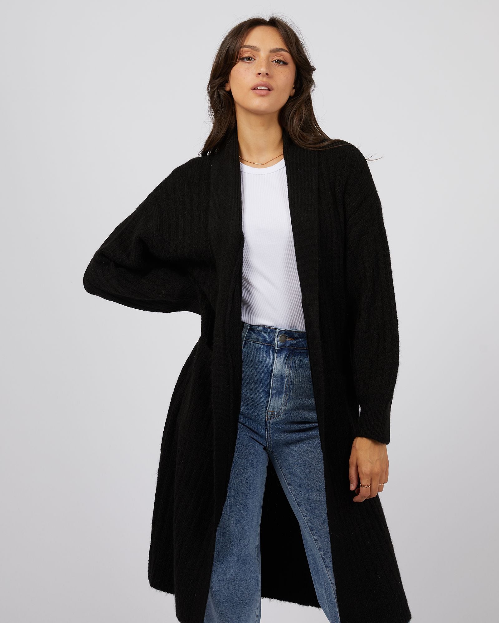 All About Eve Serena Long Line Cardi [COLOUR:Black SIZE:6]