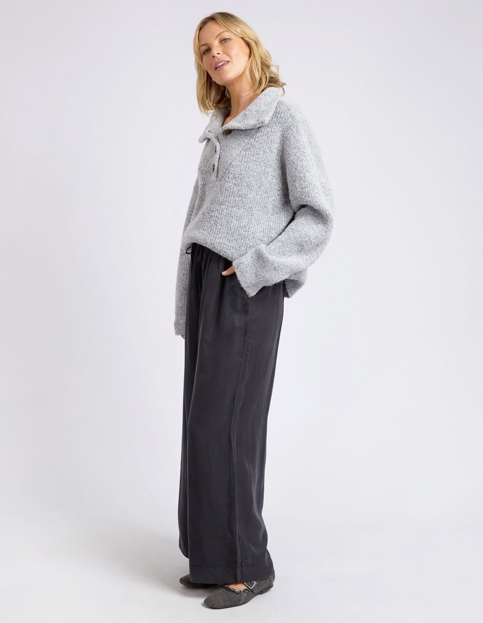 Elm Callie Wide Leg Pant [COLOUR:Black SIZE:8]