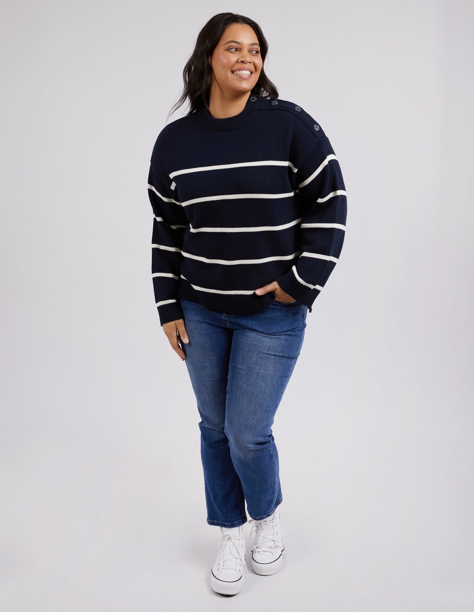 Elm Iris Stripe Knit [COLOUR:Navy SIZE:S]