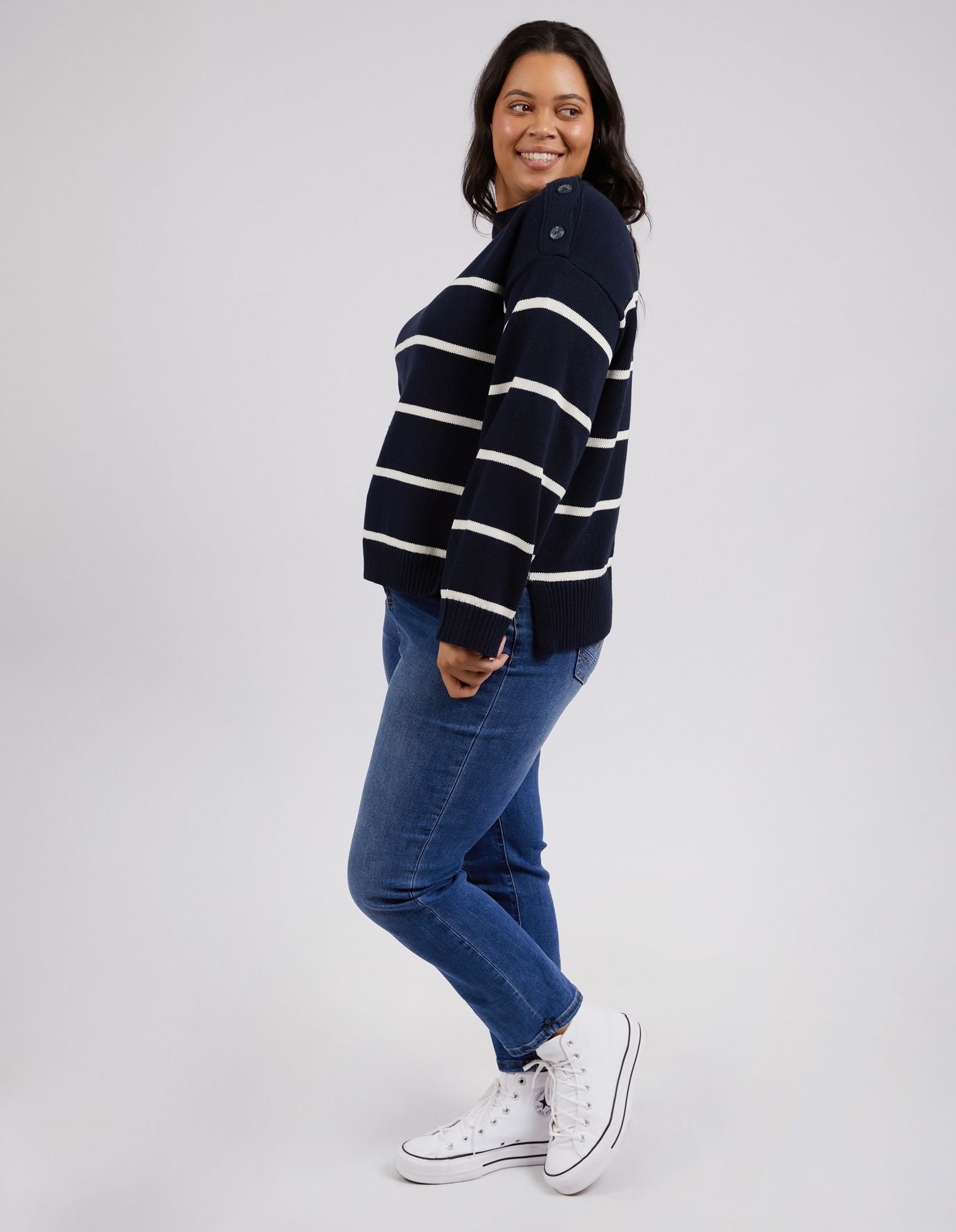 Elm Iris Stripe Knit [COLOUR:Navy SIZE:S]