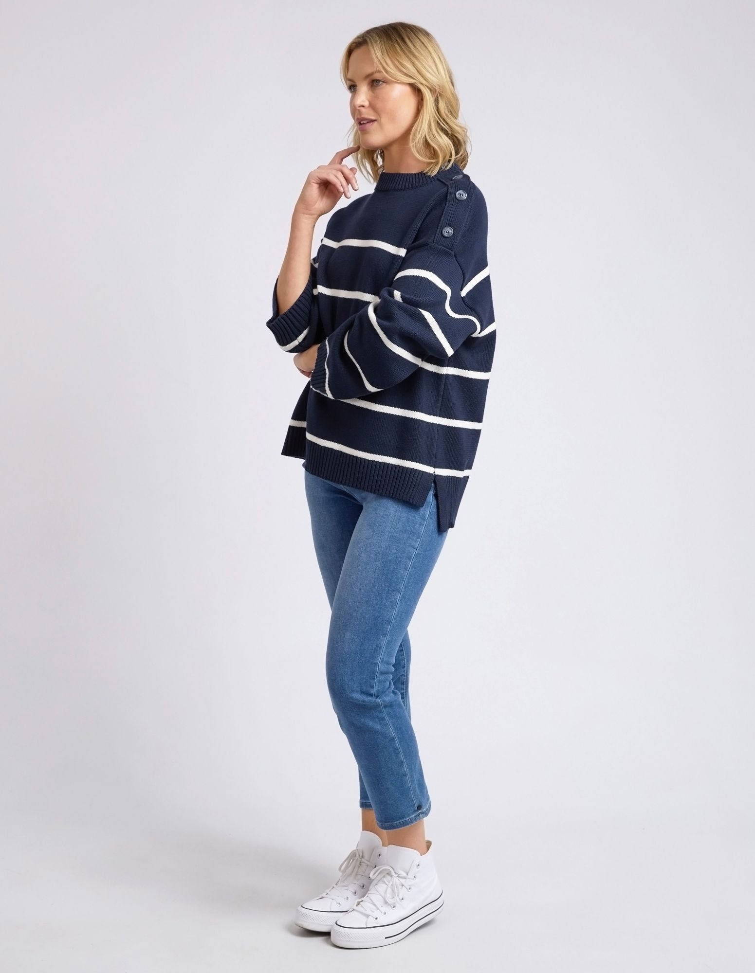 Elm Iris Stripe Knit [COLOUR:Navy SIZE:S]