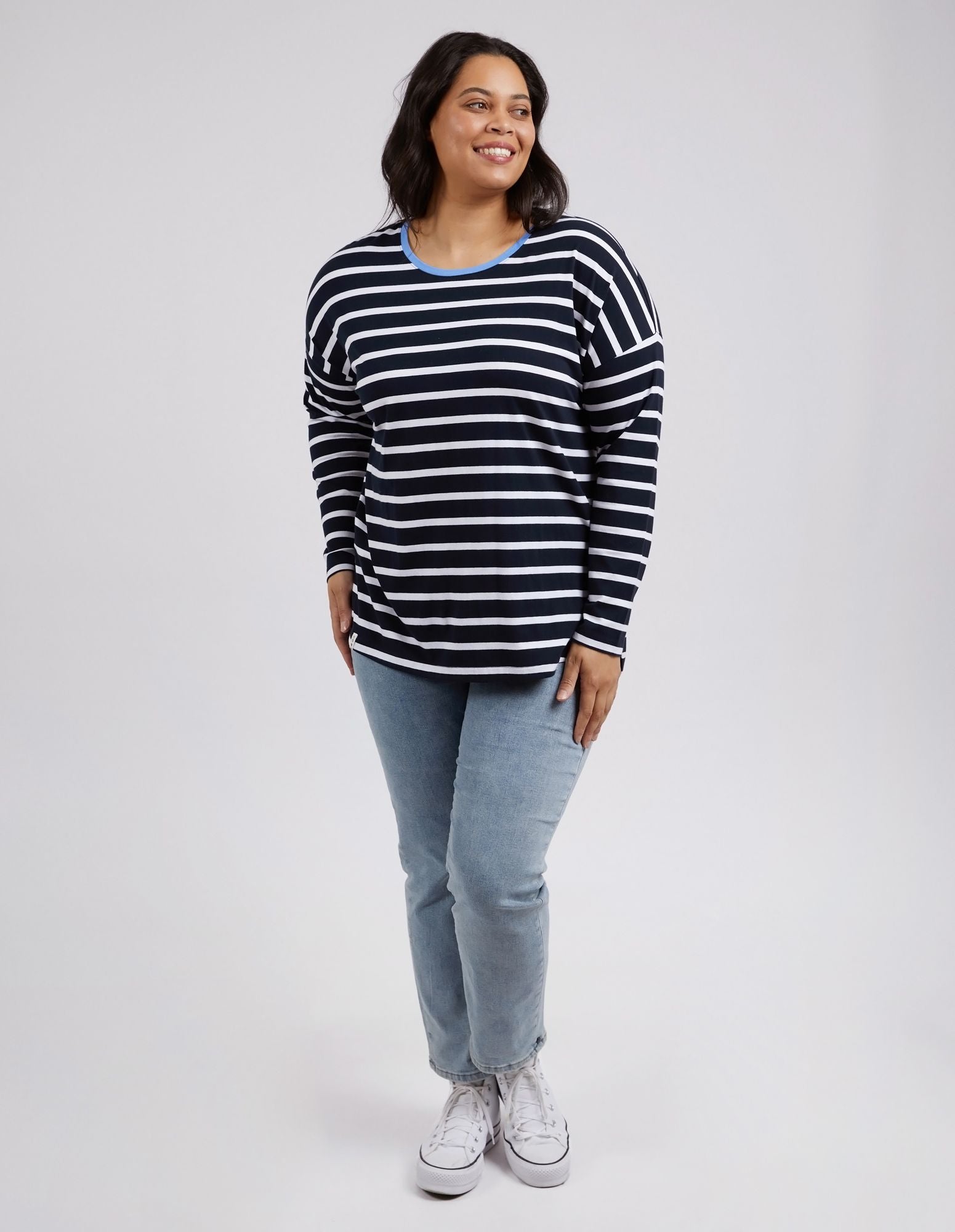 Elm Tully Stripe L/S Tee [COLOUR:Navy SIZE:8]