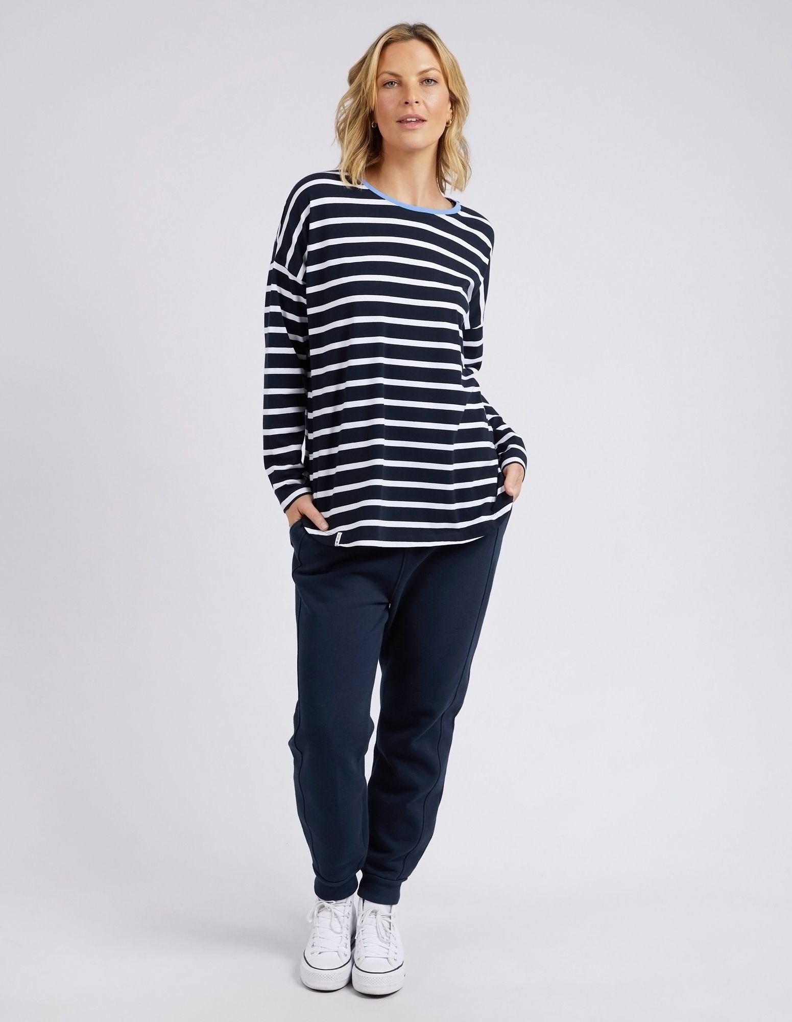 Elm Tully Stripe L/S Tee [COLOUR:Navy SIZE:8]