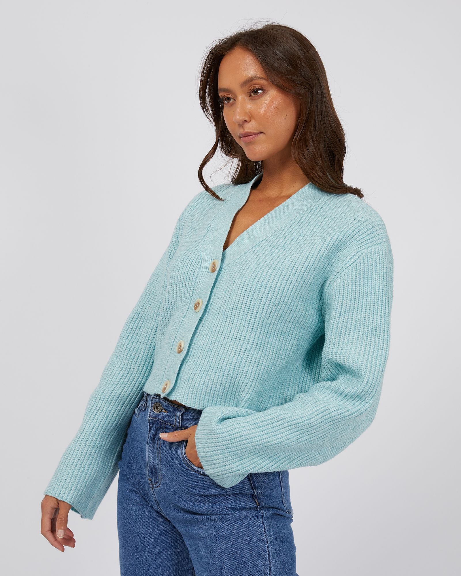 Silent Theory Eden Knit Cardi [COLOUR:Sea SIZE:6]