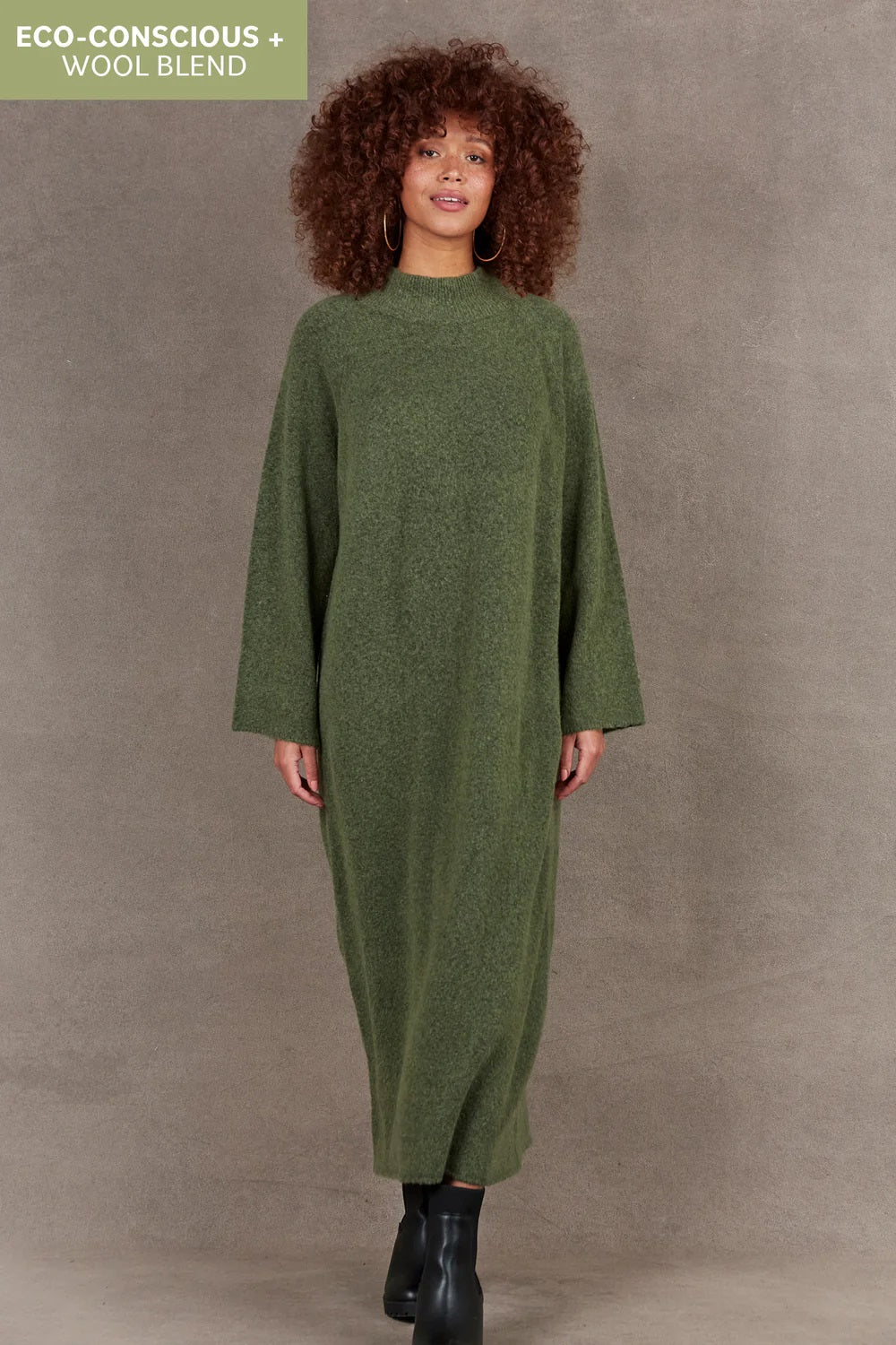 Eb & Ive Paarl Tie Knit Dress [COLOUR:Moss SIZE:One size]