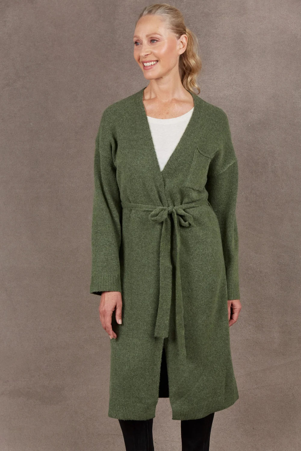 Eb & Ive Paarl Longline Cardigan [COLOUR:Moss SIZE:One size]