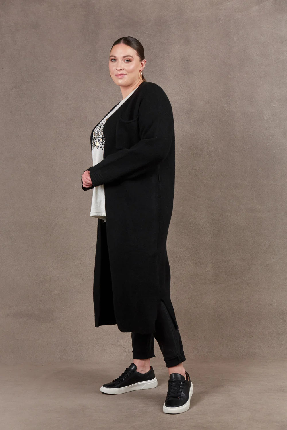 Eb & Ive Paarl Longline Cardigan [COLOUR:Ebony SIZE:One size]