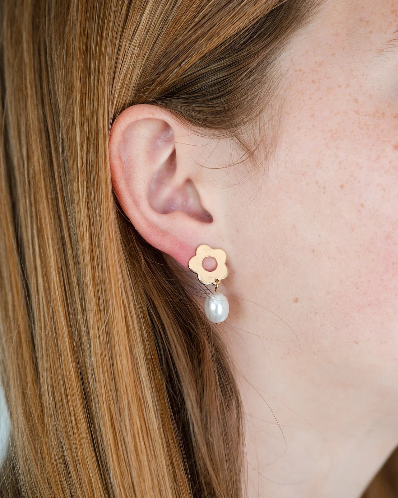 Greenwood Designs Flower Pearl Earring
