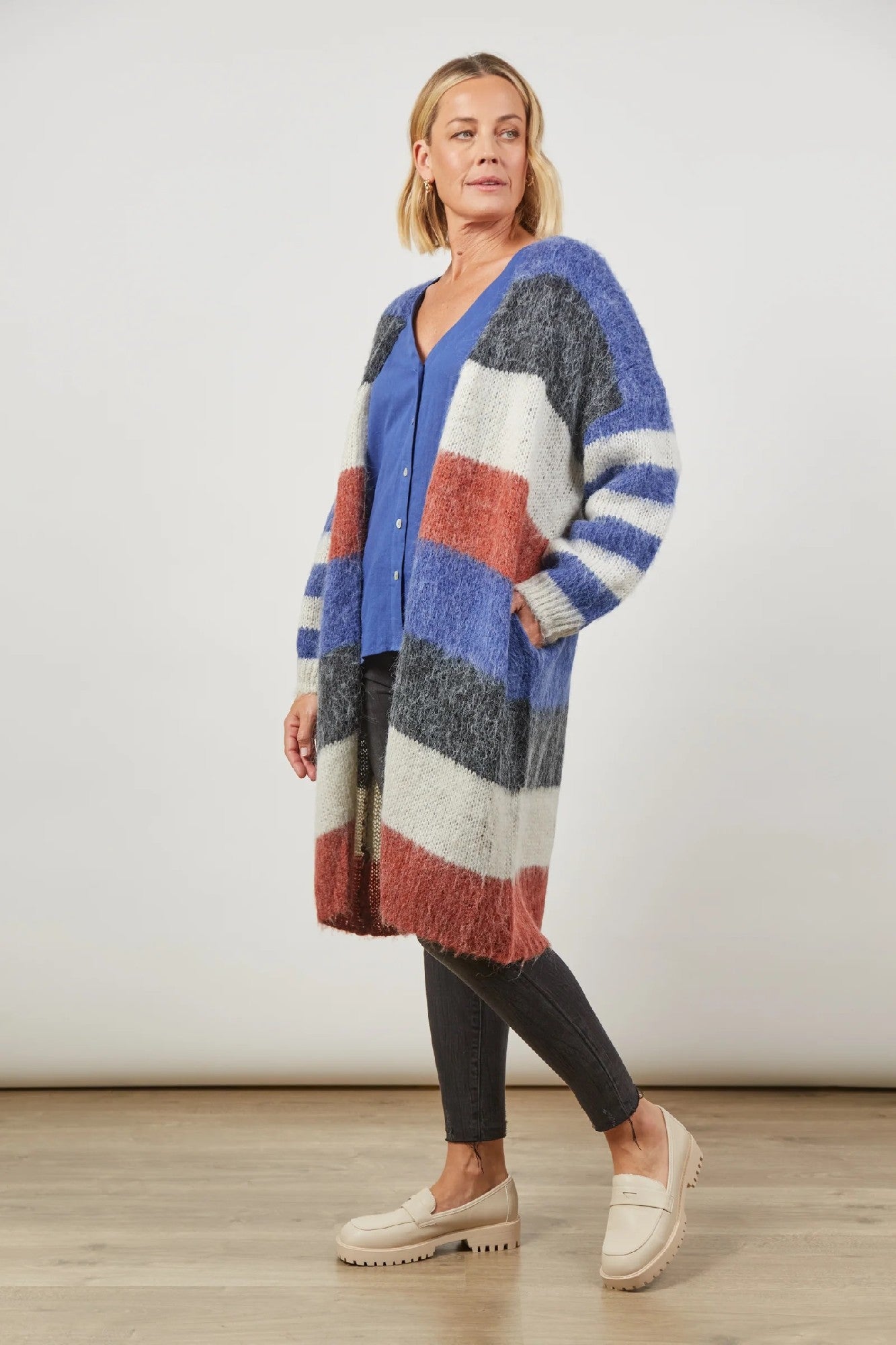 Isle Of Mine Serene Stripe Cardigan [COLOUR:Azure Stripe SIZE:One size]