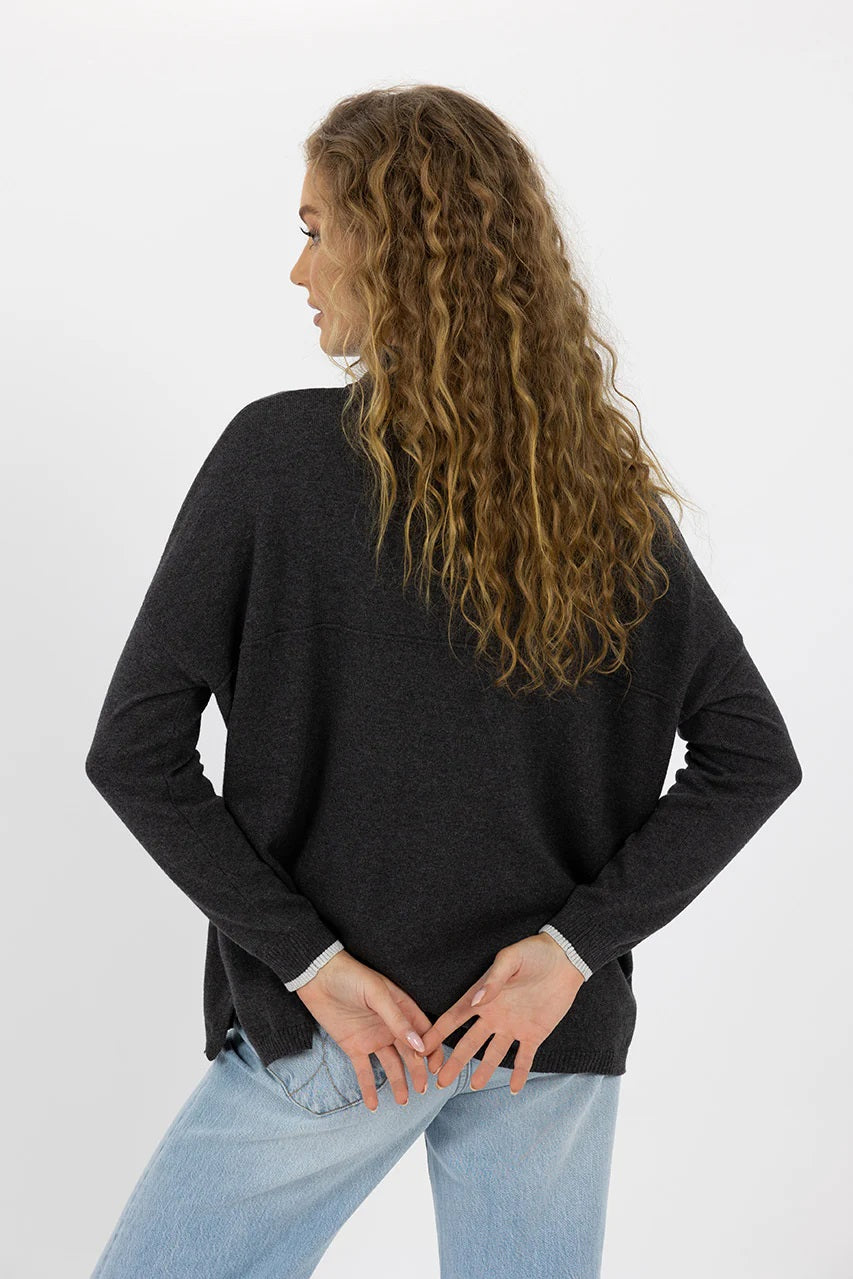 Humidity Heidi Knit Top [COLOUR:Charcoal SIZE:XS]