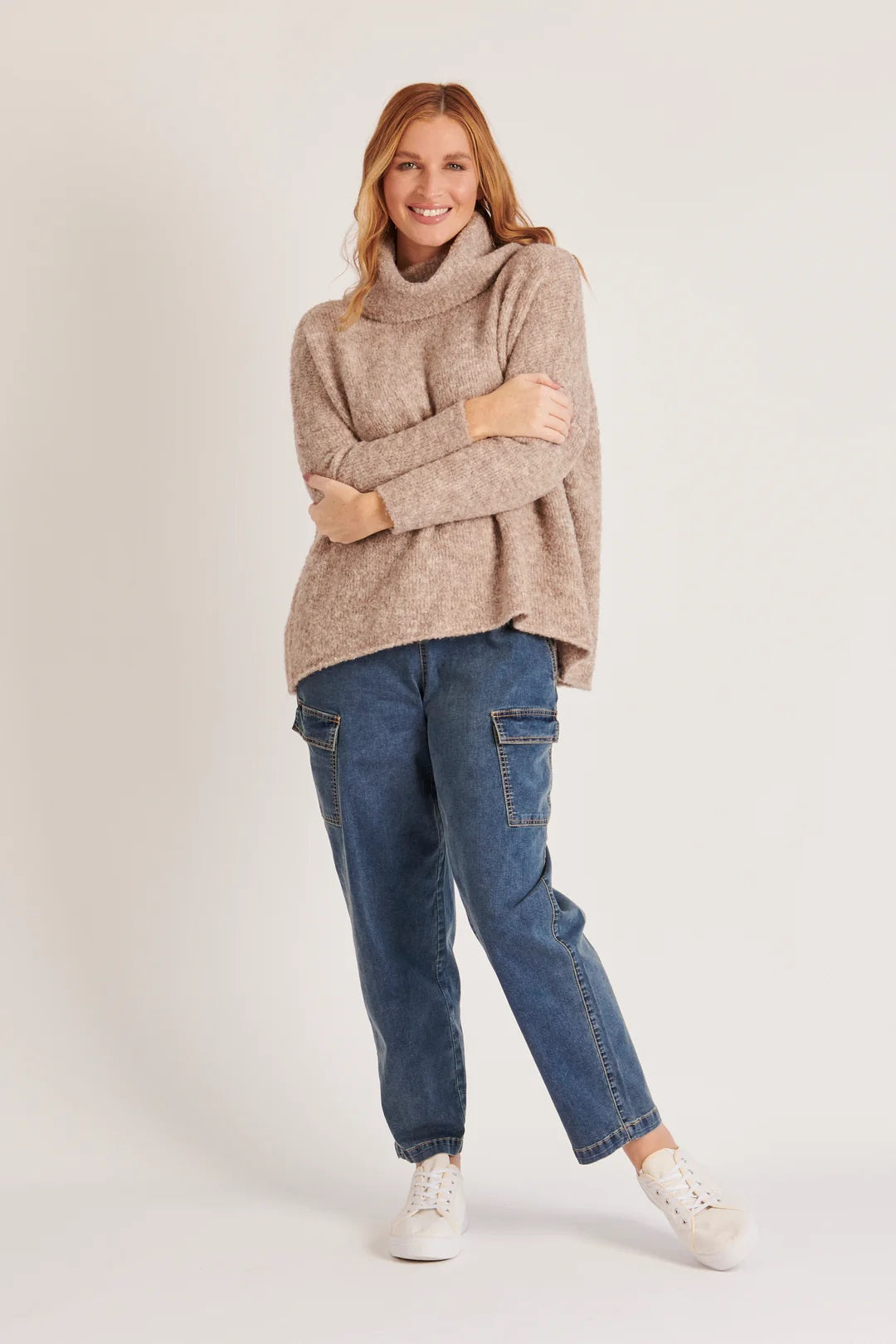 Ellis & Dewey Roll Neck Slouch Jumper [COLOUR:Coffee   SIZE:XS]