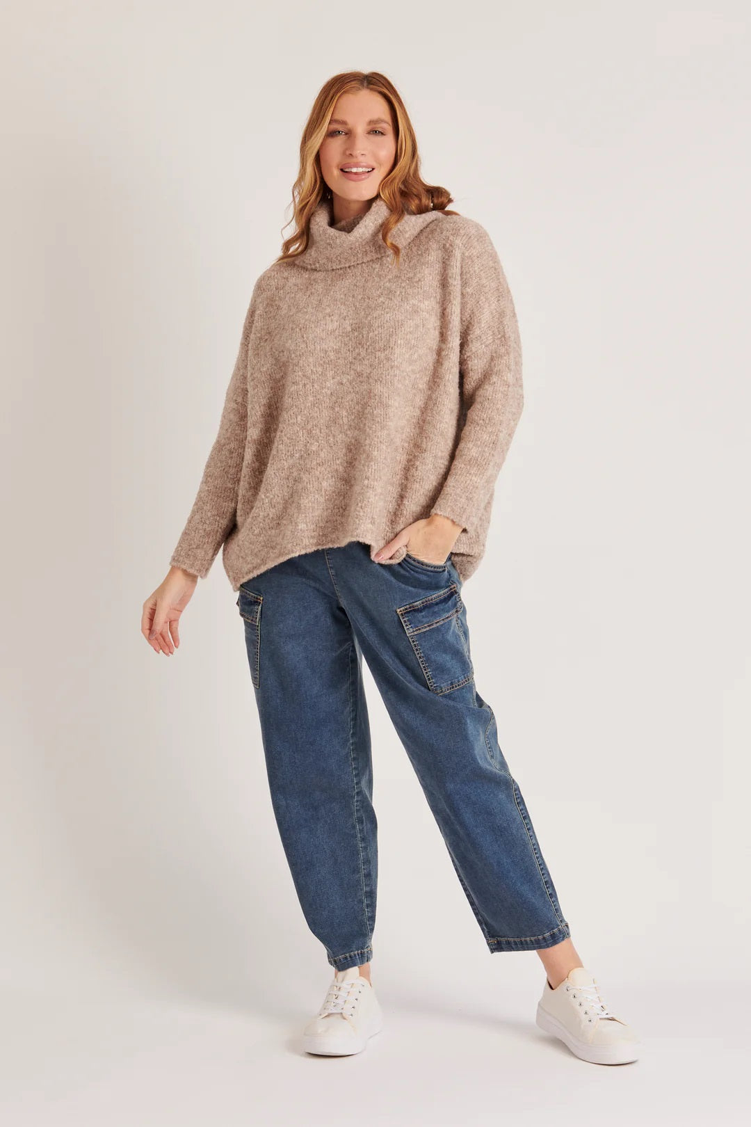 Ellis & Dewey Roll Neck Slouch Jumper [COLOUR:Coffee   SIZE:XS]