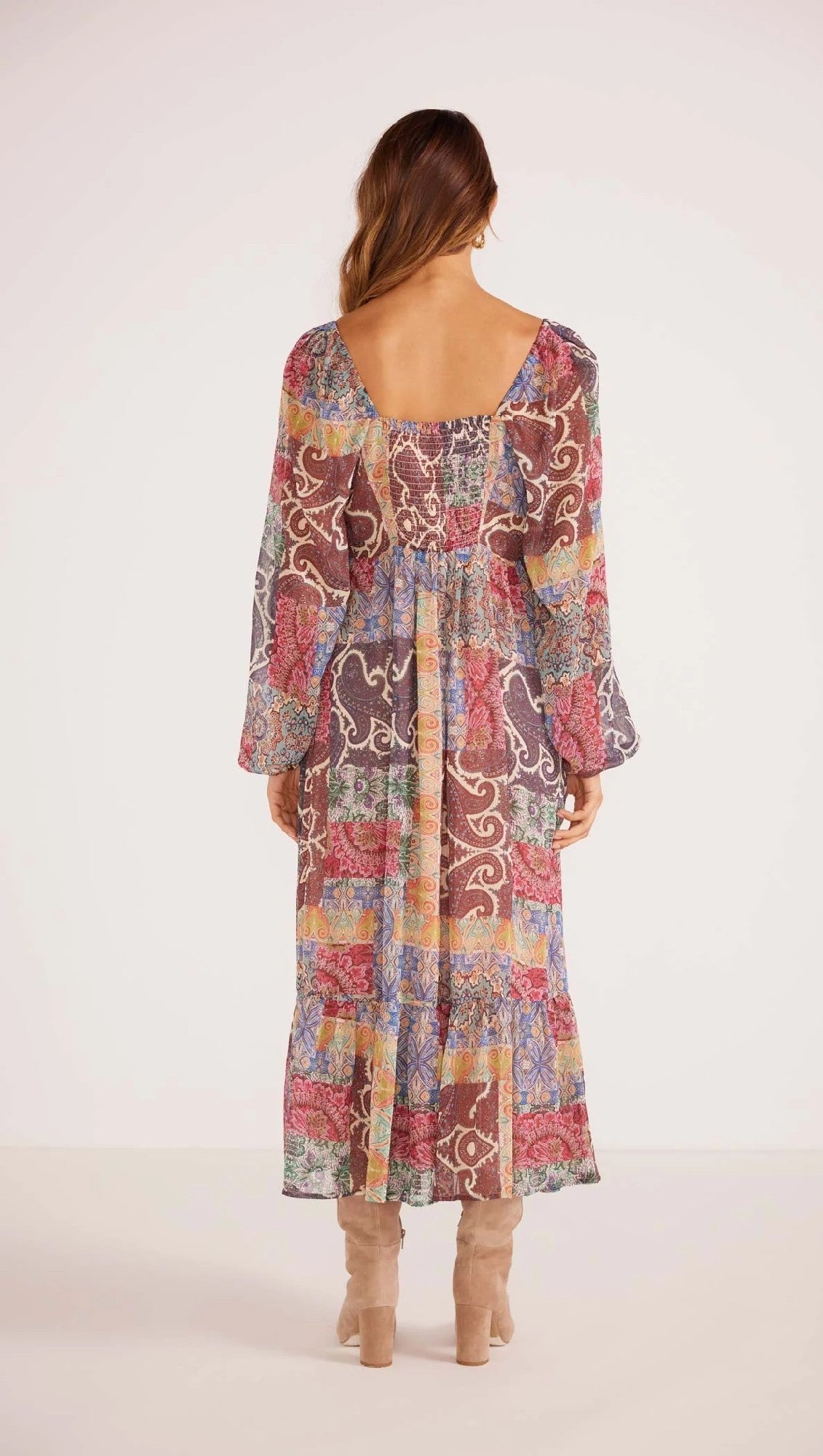 MinkPink Ciana Babydoll Midi Dress [COLOUR:Paisley SIZE:XS]