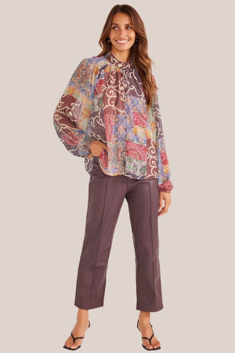 MinkPink Ciana Button Down Blouse [COLOUR:Paisley SIZE:XS]