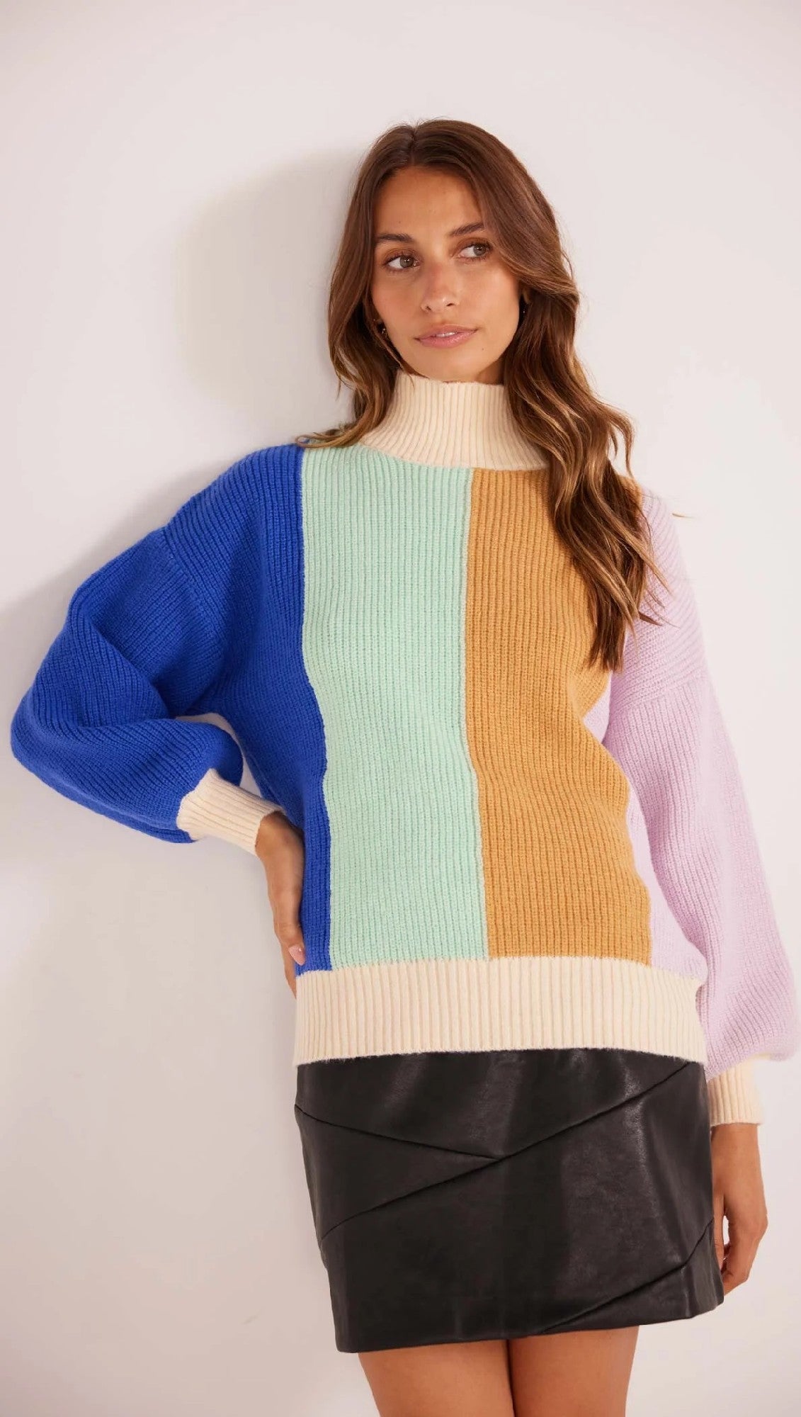 MinkPink Zia Colour Block Knit Jumper [COLOUR:Sherbet SIZE:XS]