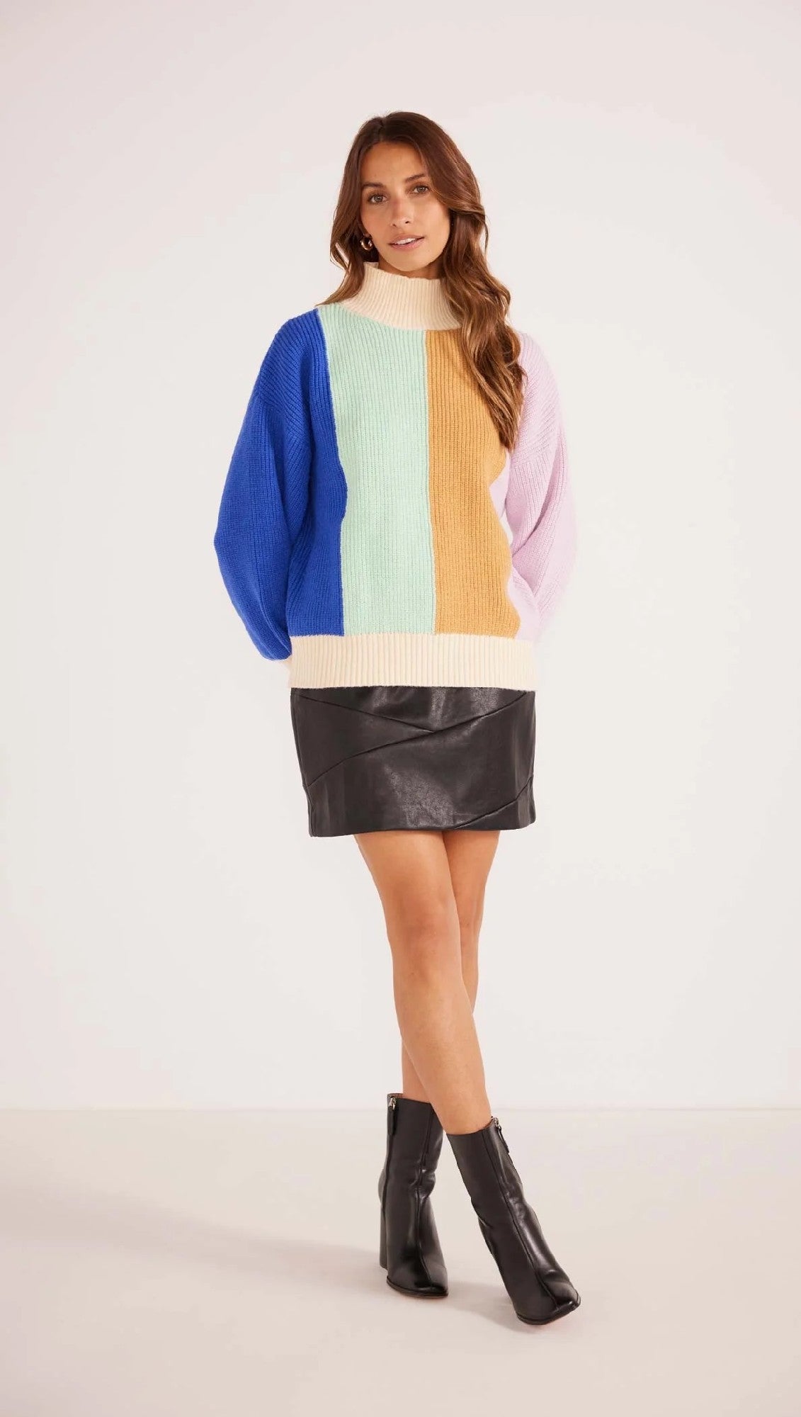 MinkPink Zia Colour Block Knit Jumper [COLOUR:Sherbet SIZE:XS]