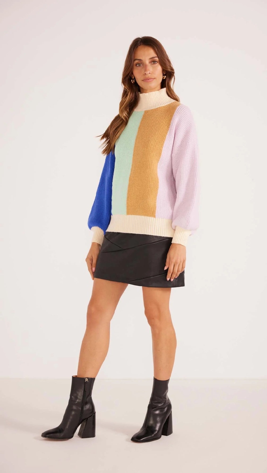 MinkPink Zia Colour Block Knit Jumper [COLOUR:Sherbet SIZE:XS]