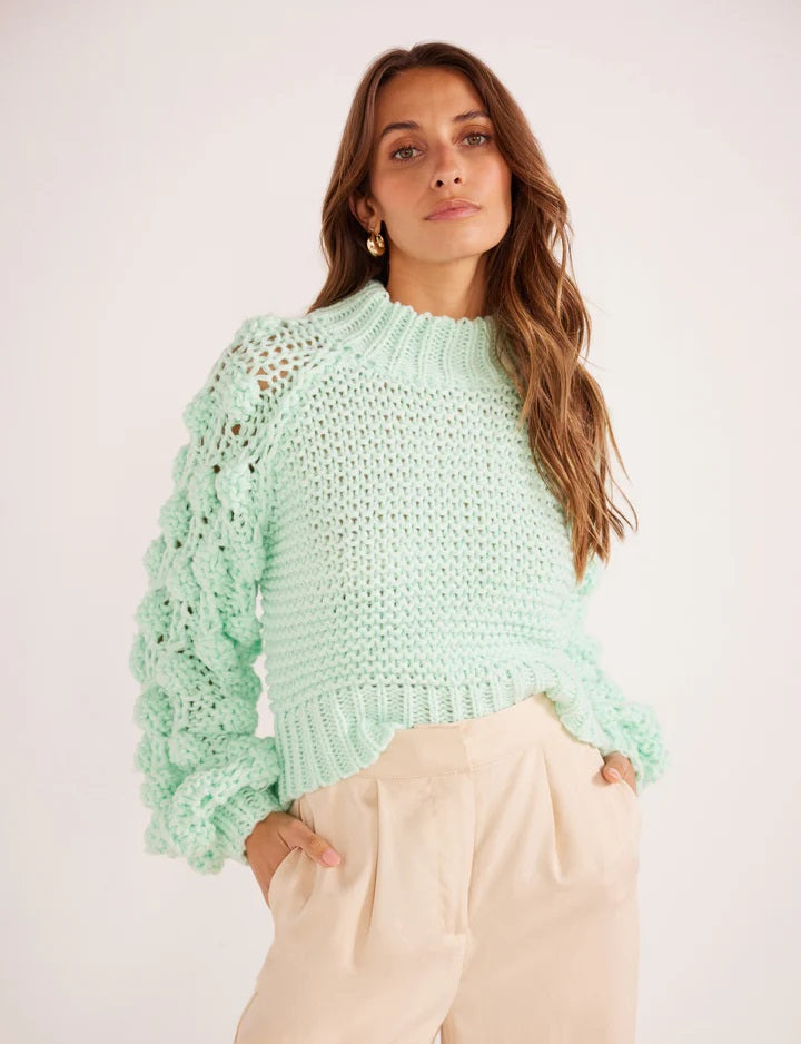 MinkPink Evelina Bobble Knit Jumper [COLOUR:Mint SIZE:XS]