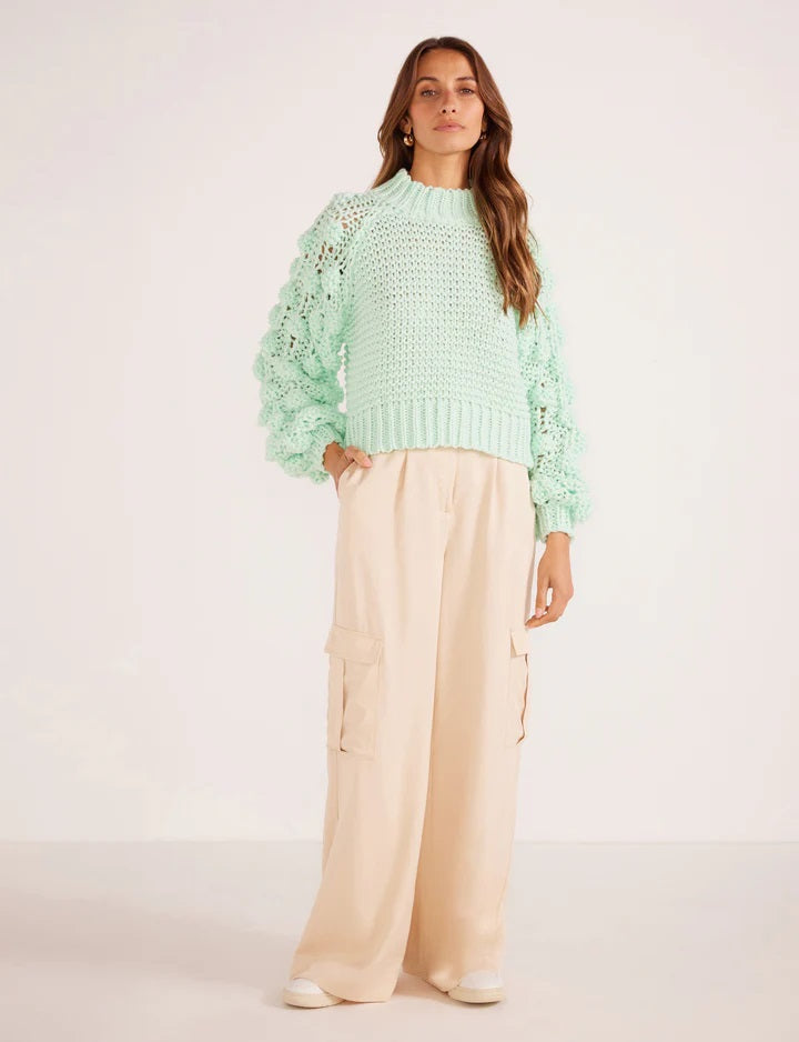 MinkPink Evelina Bobble Knit Jumper [COLOUR:Mint SIZE:XS]