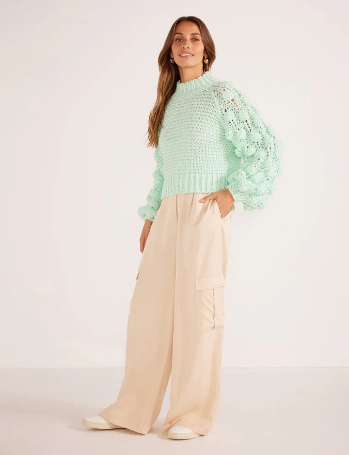 MinkPink Evelina Bobble Knit Jumper [COLOUR:Mint SIZE:XS]