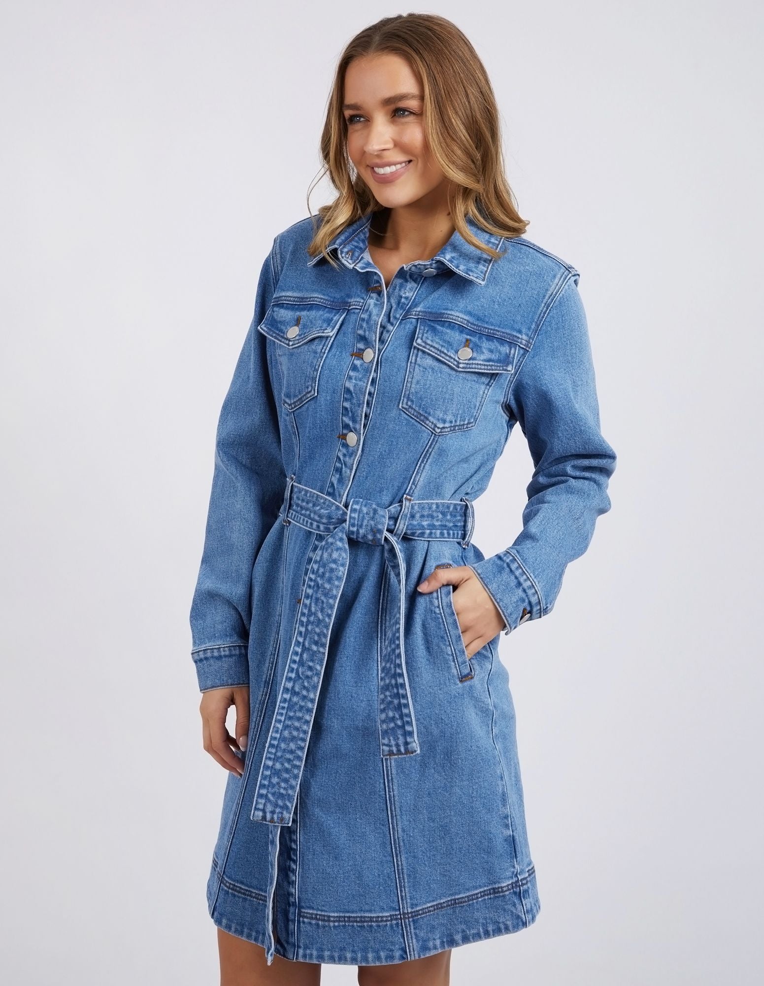 Foxwood Riley Denim Dress [COLOUR:Blue denim SIZE:8]