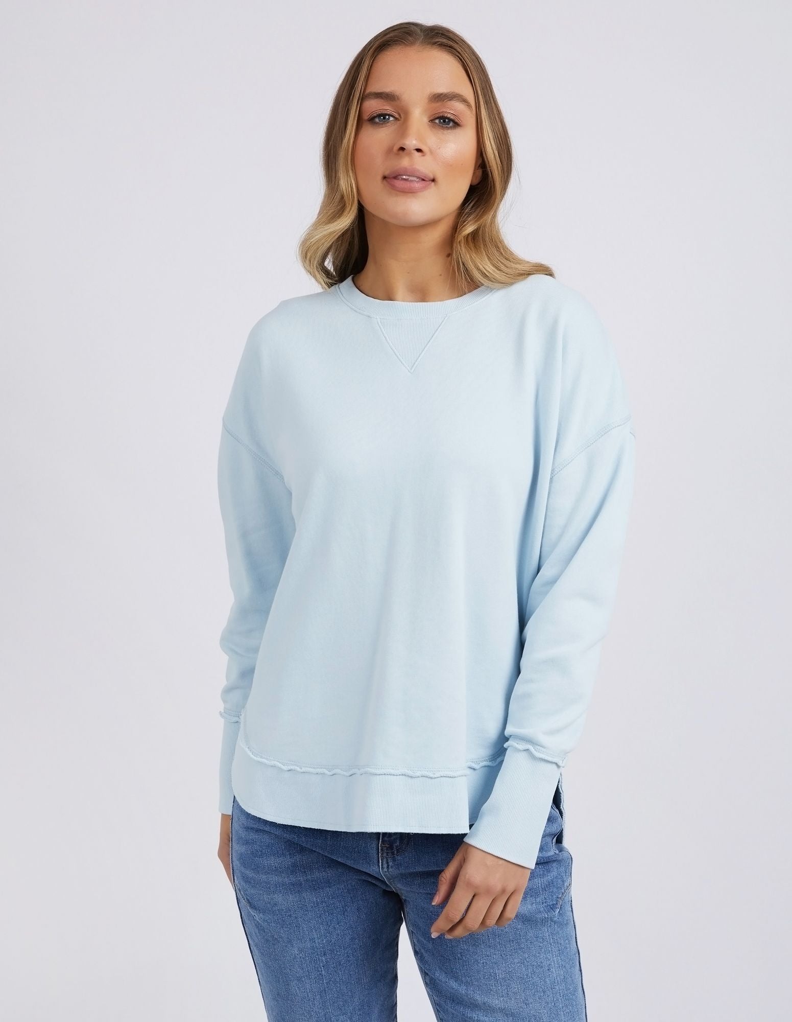 Foxwood Delilah Crew Nantucket Blue | Women's Sweatshirts | 100% Cotton Crew Neck | Little Extras Lifestyle | Forbes Women's Clothing Boutique