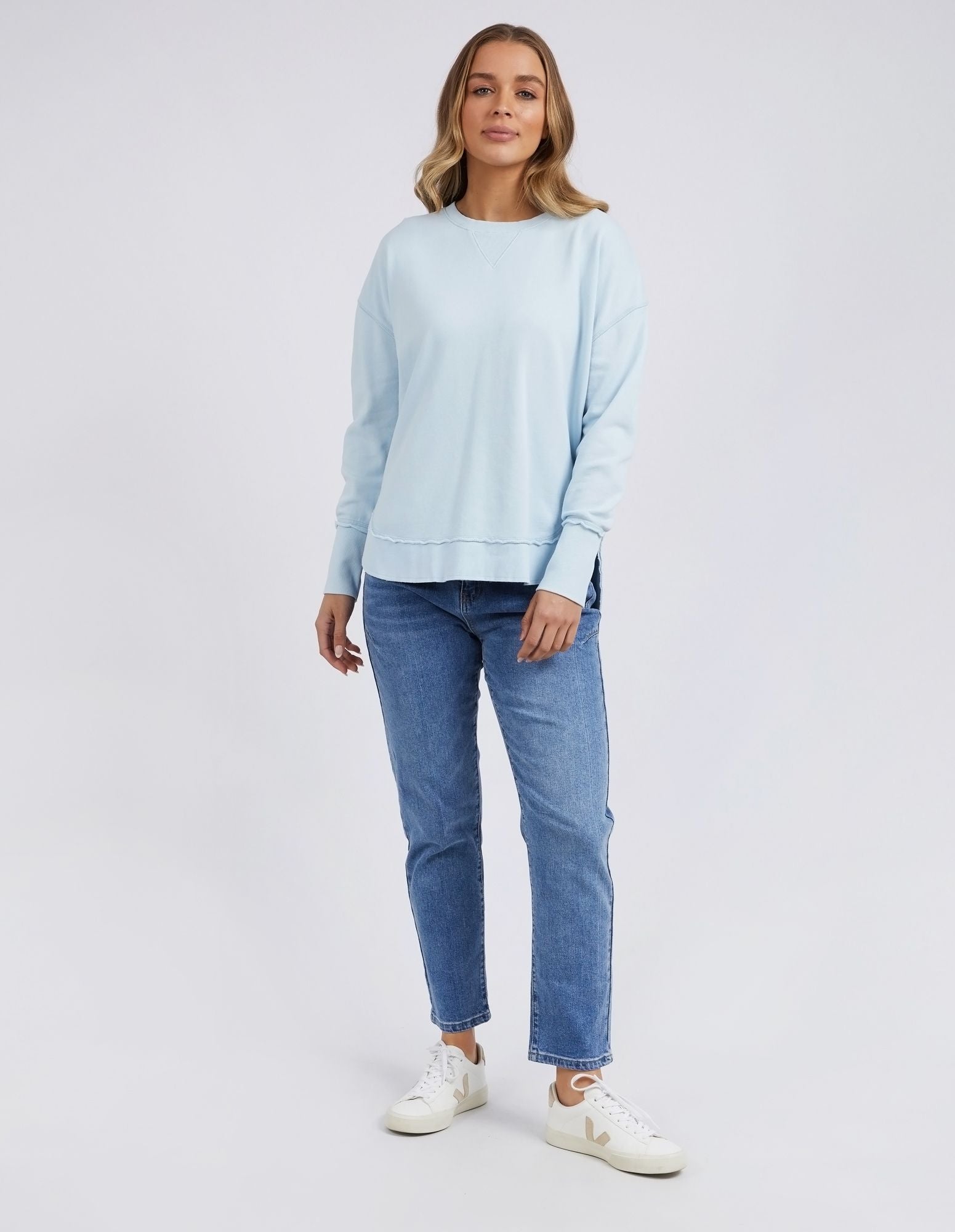 Foxwood Delilah Crew Nantucket Blue | Women's Cotton Sweatshirt | Casual Crew Neck | Little Extras Lifestyle | Women's Clothing Online Store